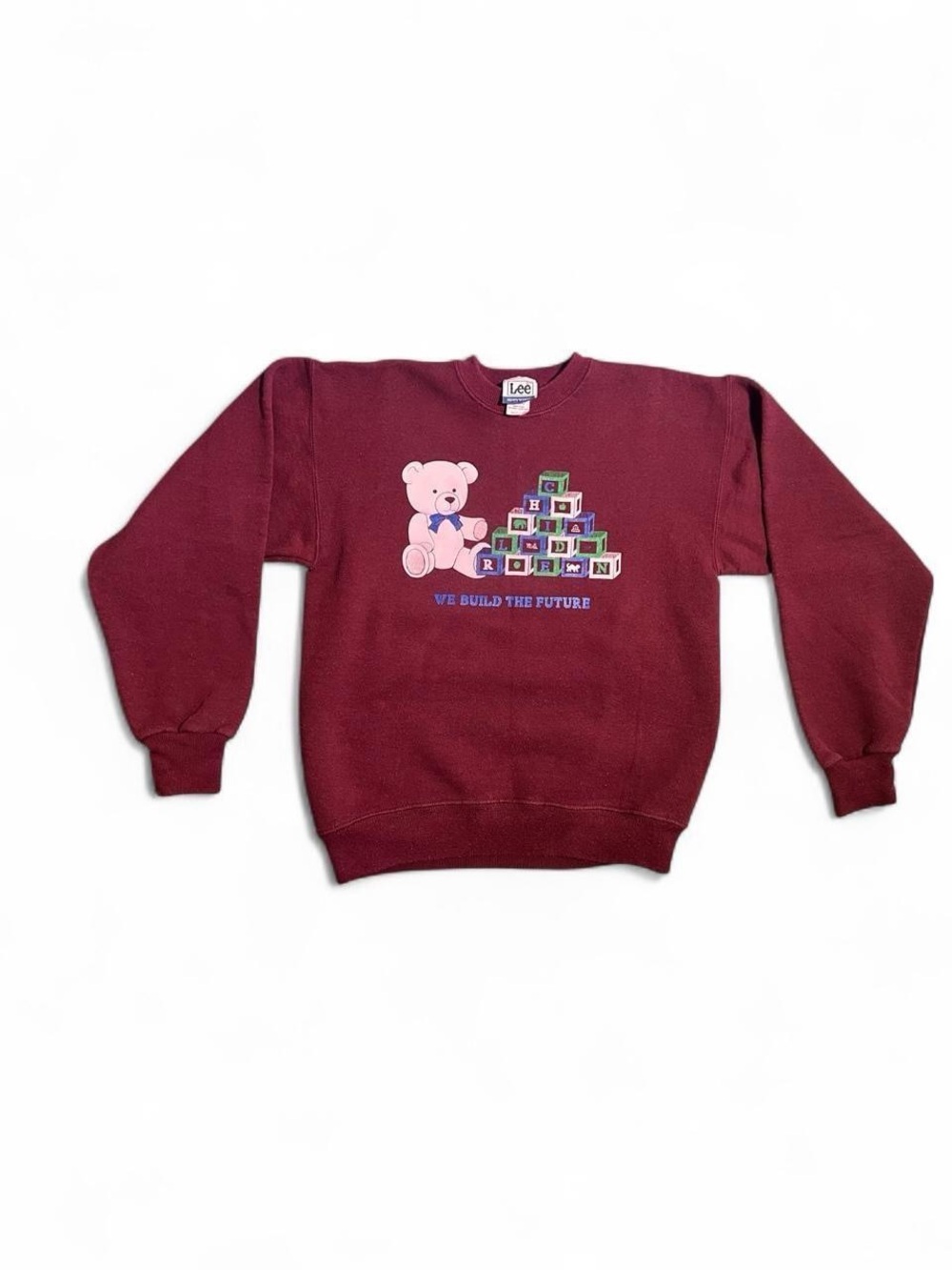 Vintage Maroon Teddy Blocks Embroidered Sweatshirt Iowa State University